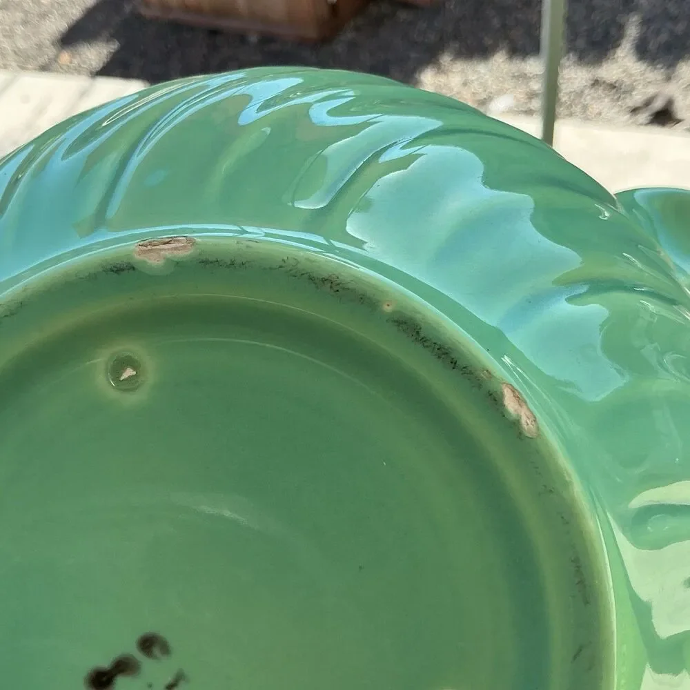 Gladding McBean Franciscan Coronado Green Swirl Handled Bowl California 1930s